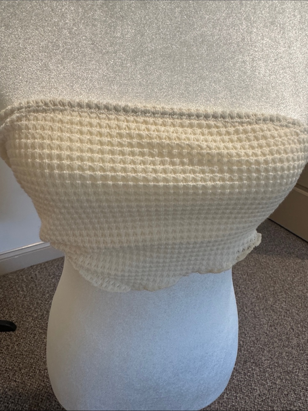 SHEIN Cream Waffle Knit Strapless Crop Top